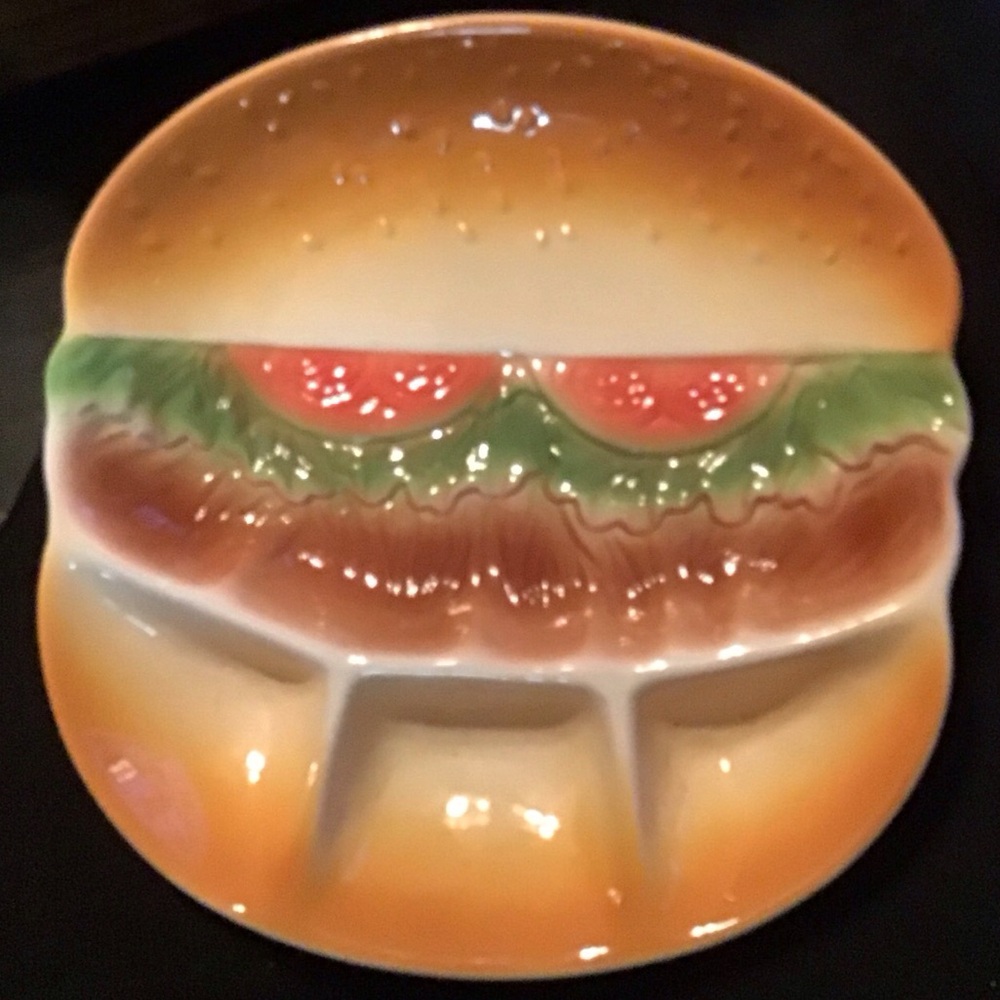 MSR Import 3D HAMBURGER 4-Section DIVIDED Serving DISH Tray .